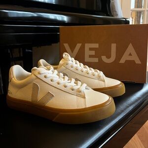 Veja White and Brown Sneakers Minimalist Design